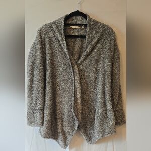 Soft Surroundings Gray Fleece Teddy Bear Sweater Size Small